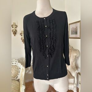 Talbots NWT Black Button Down Shirt with Ruffles Size L. C:4517